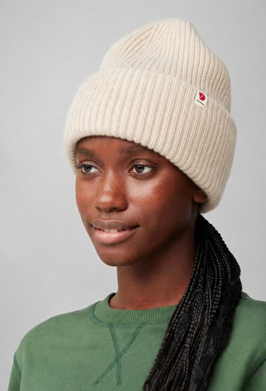 Fjallraven Sample Heavy Beanie Knit Lambswool Cream Wool Winter Hat Neutral